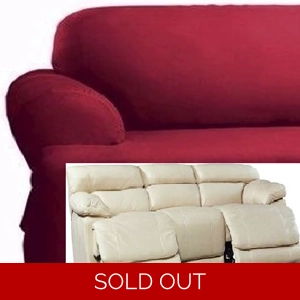 Dual Reclining SOFA Slipcover T Cushion Cotton Burgundy Sure Fit Couch